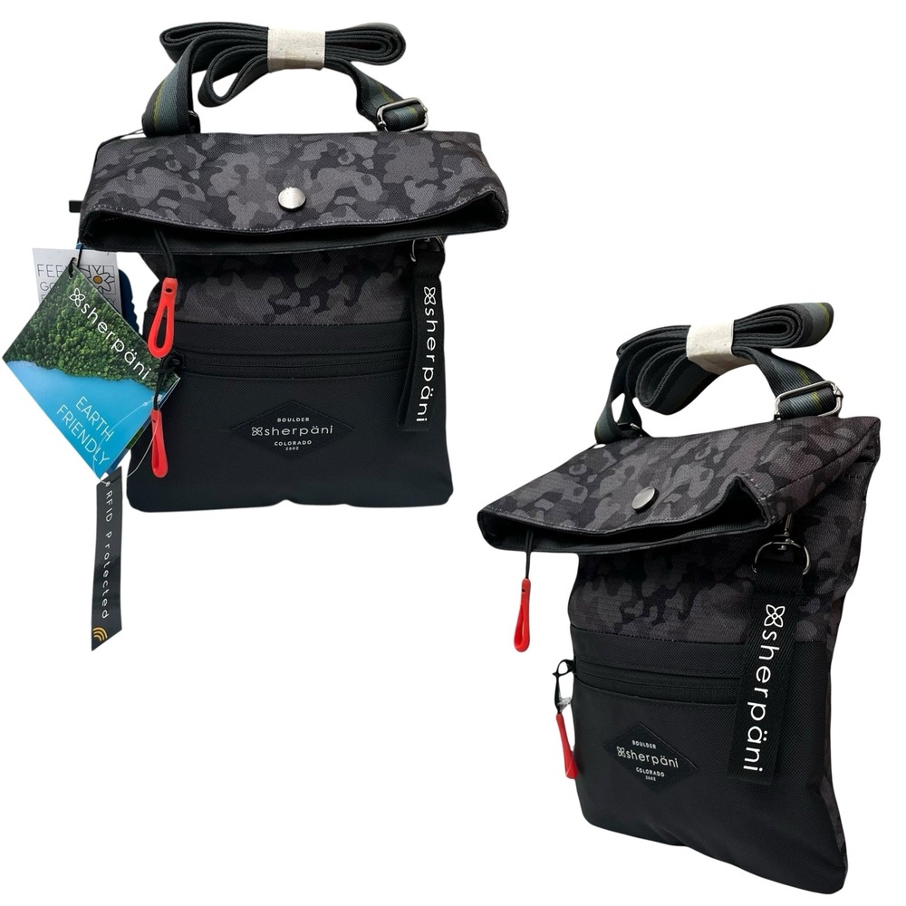 Sherpani Women's Pica Crossbody Shoulder Bag Black Camo RFID Protection (9x8x1")